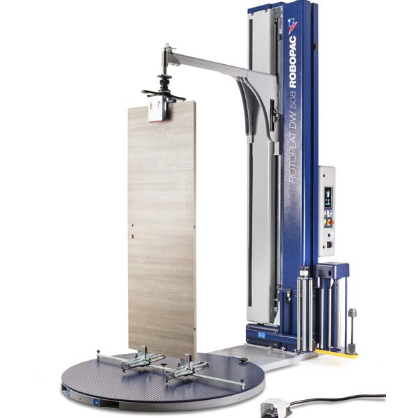 Rotoplat door wrapper semi-automatic turntable stretch wrapper